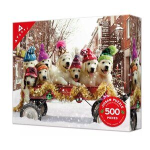 Puppies in a Wagon 500-Piece Jigsaw Puzzle New & Sealed